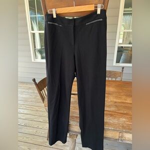 Talbots Signature Black Dress Pants Slacks Faux Leather Trim Size 10